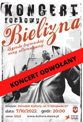 plakat koncertu zespołu bielizna odwołany